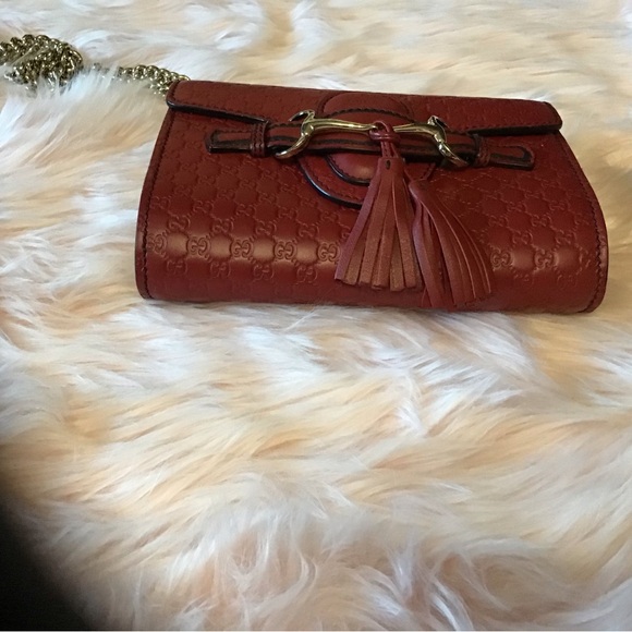 🔥🧡EUC GUCCI Horsebit Microguccissima Red Calfskin Crossbody Bag - Picture 4 of 11